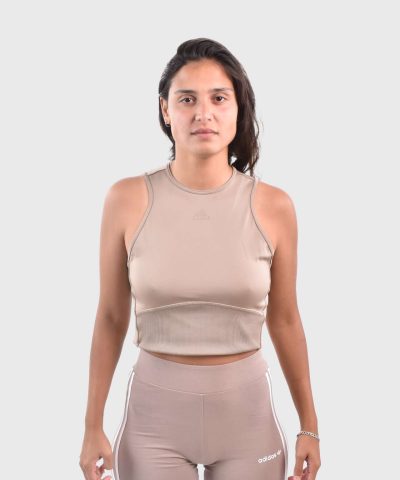 adidas rib women sports brown top