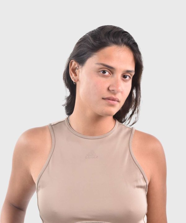 adidas rib women sports brown top