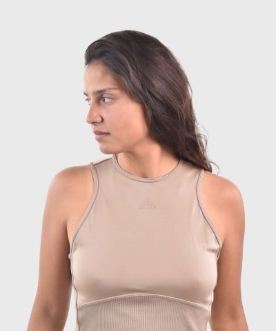 adidas rib women sports brown top