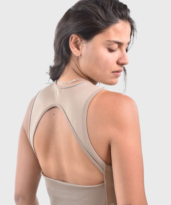 adidas rib women sports brown top