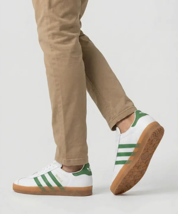 adidas gazelle green white sneakers