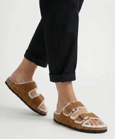 birkenstock arizona shearling brown