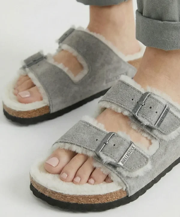 birkenstock arizona shearling grey