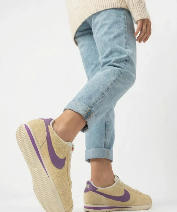 nike cortez yellow purple sneakers