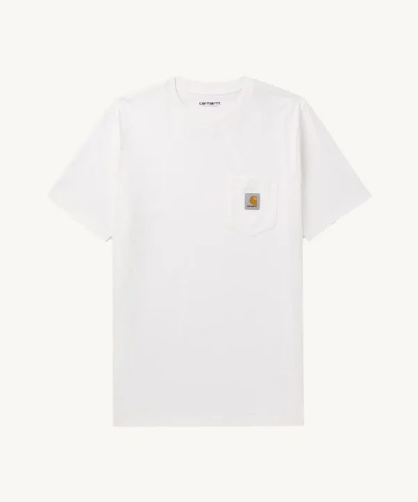 חולצה לבנה קארהארט - Carhartt WIP Pocket T-Shirt