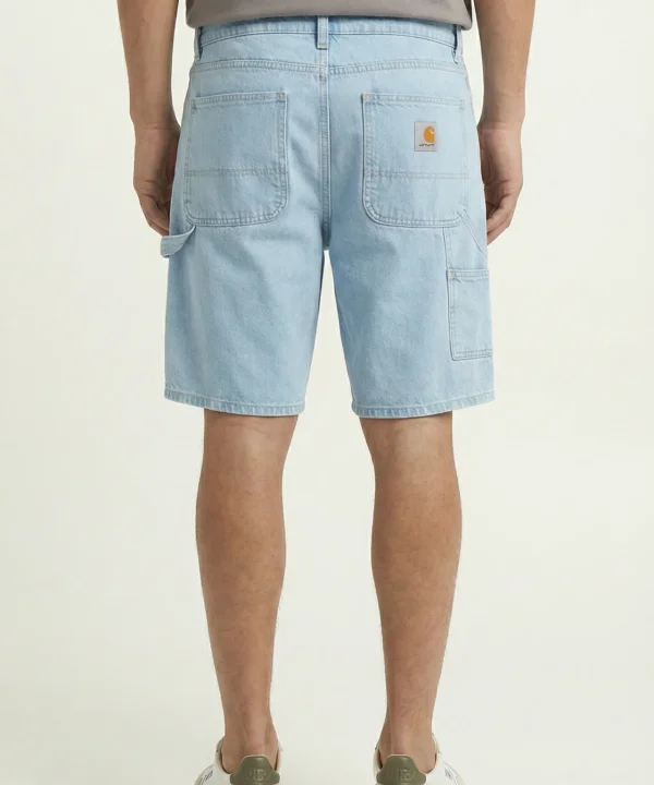 carhartt wip single knee blue shorts