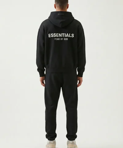 fear of god essentials black hoodie