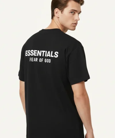 fear of god essentials black shirt