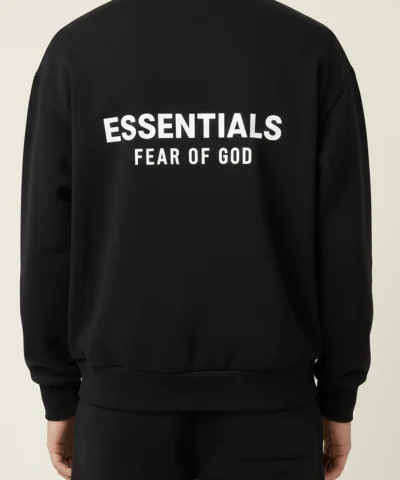 fear of god essentials black sweatshirt
