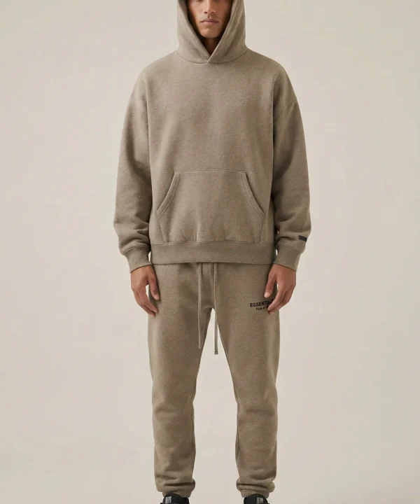 fear of god essentials brown hoodie