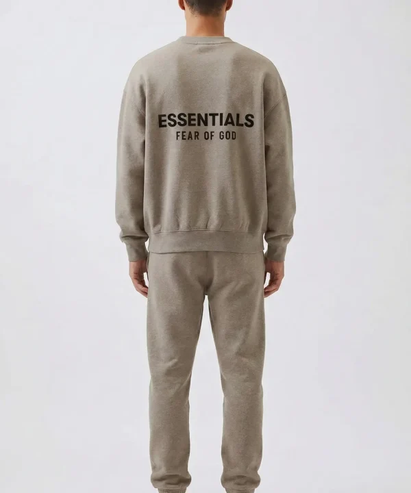 fear of god essentials brown sweatshirt