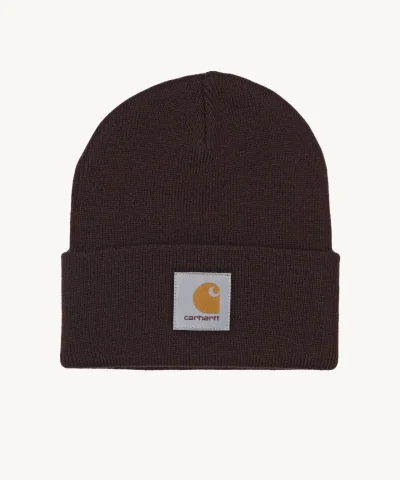 carhartt wip short watch brown beanie