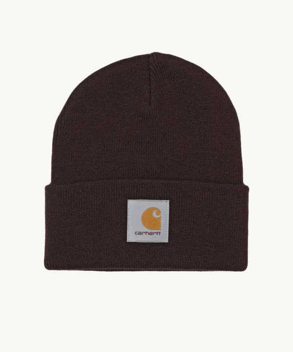 carhartt wip short watch brown beanie