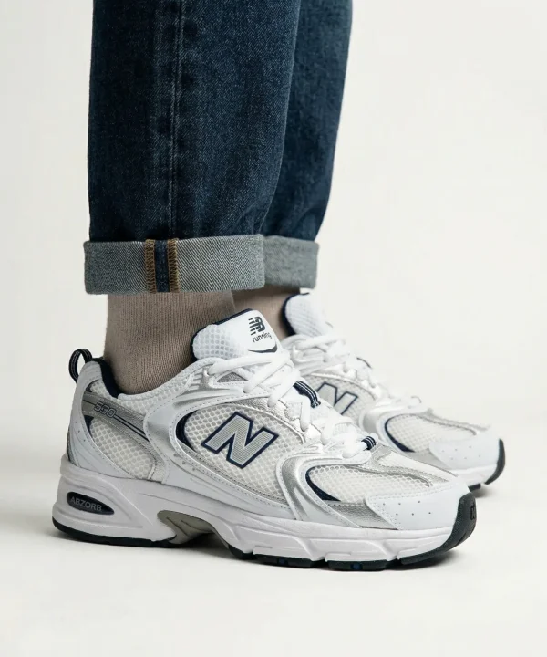 new balance 530 white silver blue